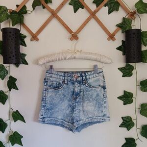 No Boundaries Acid Wash Denim Shorts
